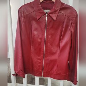 Red leather jacket from Italy size 8